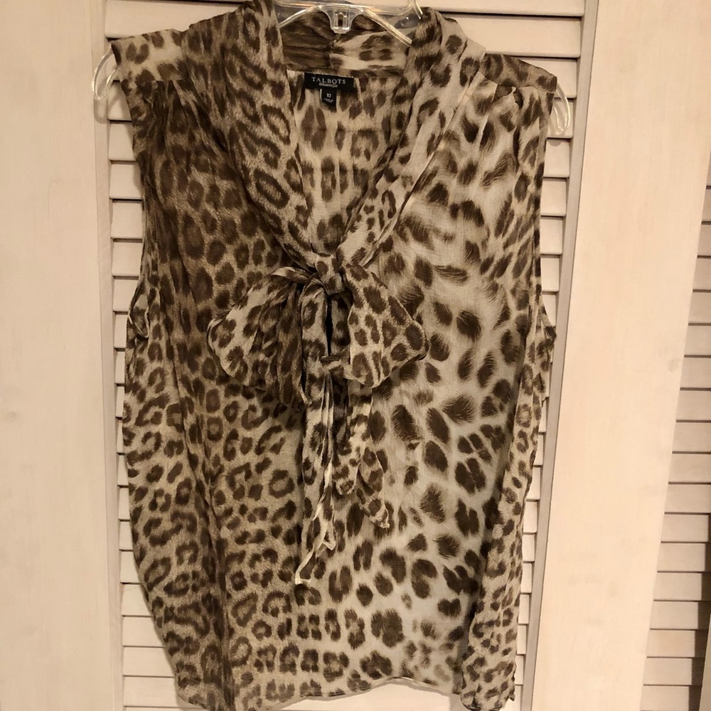 Talbot Leopard Print Sleeveless Sheer Top